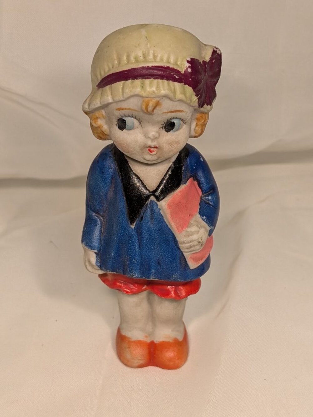 Vintage Hand-Painted Bisque Porcelain Figurine Penny Doll
